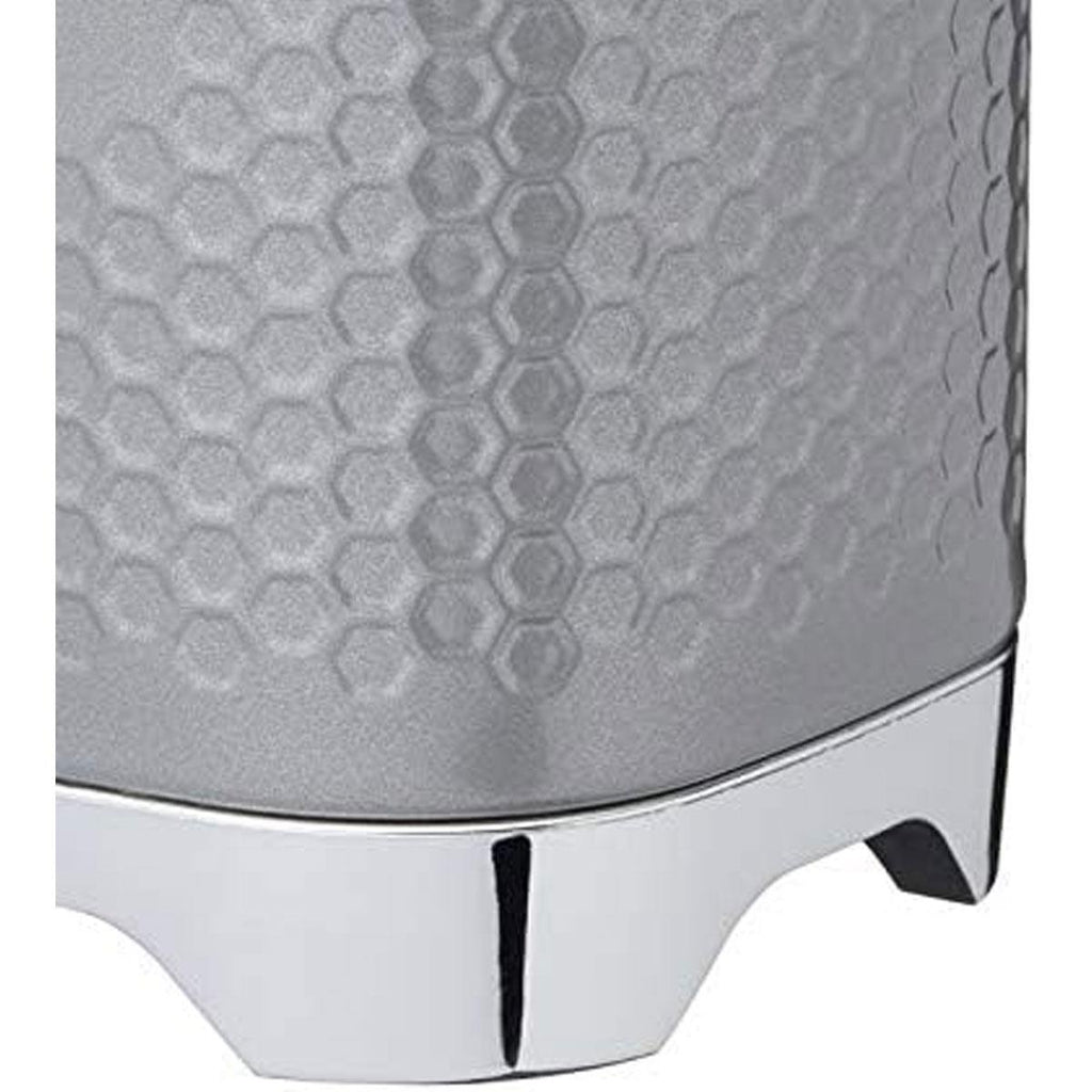 KitchenCraft Lovello Textured Retro Tea Canister With Geometric Embossed Finish 11 x 11 x 19 cm (4.5" x 4.5" x 7.5") - Shadow Grey