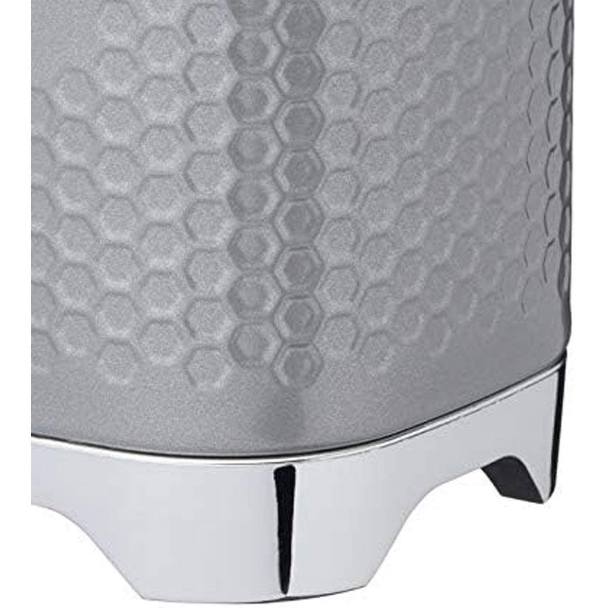 KitchenCraft Lovello Textured Retro Tea Canister With Geometric Embossed Finish 11 x 11 x 19 cm (4.5" x 4.5" x 7.5") - Shadow Grey