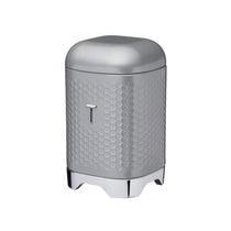 KitchenCraft Lovello Textured Retro Tea Canister With Geometric Embossed Finish 11 x 11 x 19 cm (4.5" x 4.5" x 7.5") - Shadow Grey