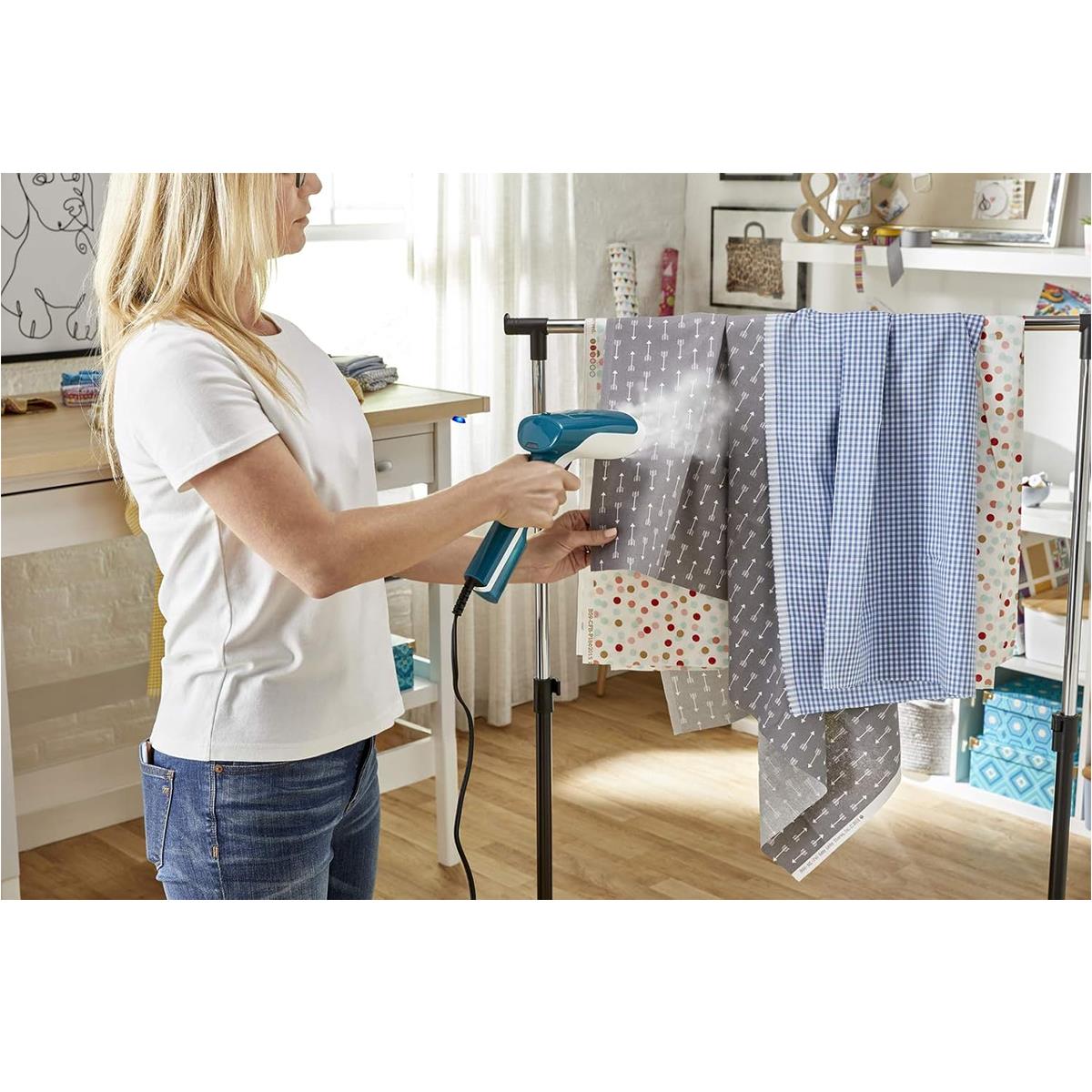 Tefal Access Steam First Handheld Garment Steamer 1300W 20g/min 70ml Water Tank Green And White
