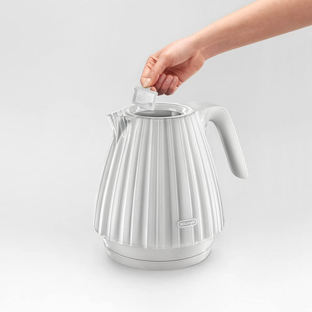 Delonghi Ballerina Electric Jug Kettle 1.7 Litre 3000W Cordless Rapid Boil With Anti-Limescale Filter 360° Base White