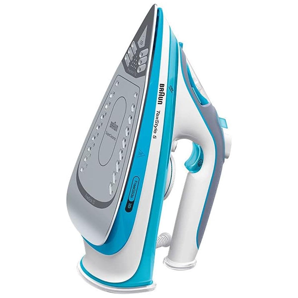 Braun TexStyle 5 Steam Iron 2800W FreeGlide 3D Super Ceramic Soleplate Precision Tip Blue