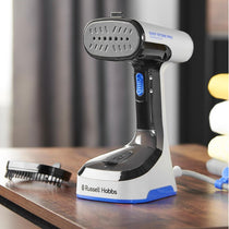 Russell Hobbs Steam Genie Easy Store Handheld Clothes Steamer 1500W Foldable 150ml White & Black