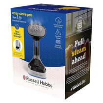 Russell Hobbs Steam Genie Easy Store Handheld Clothes Steamer 1500W Foldable 150ml White & Black
