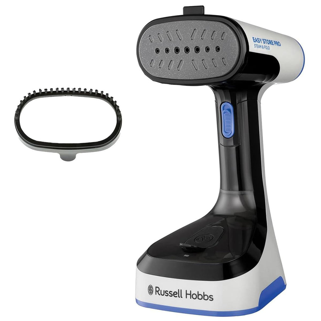 Russell Hobbs Steam Genie Easy Store Handheld Clothes Steamer 1500W Foldable 150ml White & Black