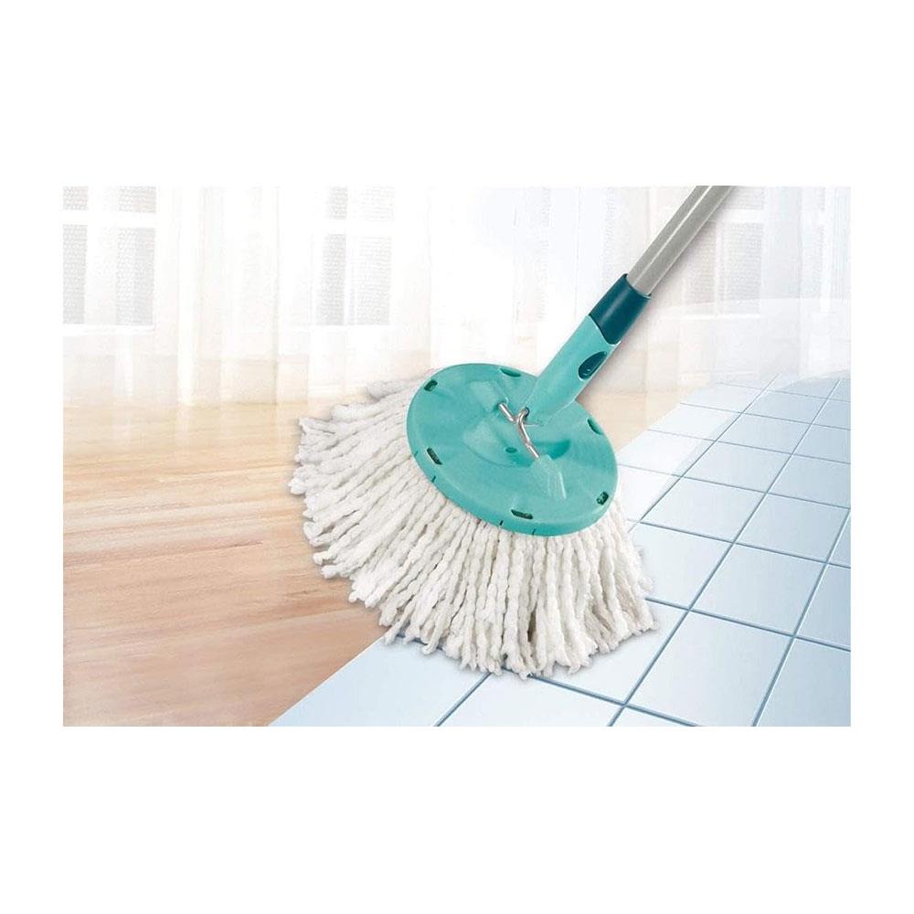 Leifheit Replacement Head Clean Twist Disc Mop 2 Pack High Dirt & Water Absorption Microfibre - White