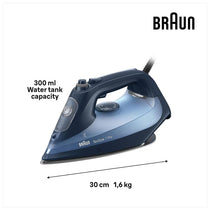 Braun TexStyle 7 Pro Steam Iron with FreeGlide 3D EloxalPlus Soleplate 3100W 225g Steam Shot 300ml Blue