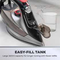 Daewoo Power Glide Steam Iron 3000W with Ceramic Soleplate Burst Steam Precision Tip Self-Clean & Anti-Calc Black