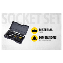 Stanley Compact 1/4' 72 Tooth Ratchet And Socket Set STMT82672-0 37 Pieces