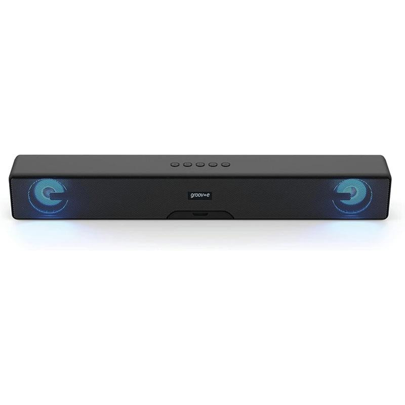 Groov-e Portable Bluetooth Soundbar USB TF Card AUX Playback Voice Assistant Speaker 20W Black