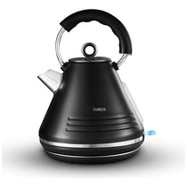 Tower Ash Matte Pyramid Kettle Chrome Accents 3000W 1.7 Litres - Black And Chrome