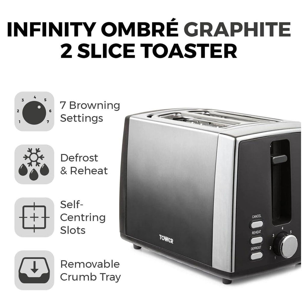 Tower Infinity Ombre 2 Slice Toaster 900W Copper