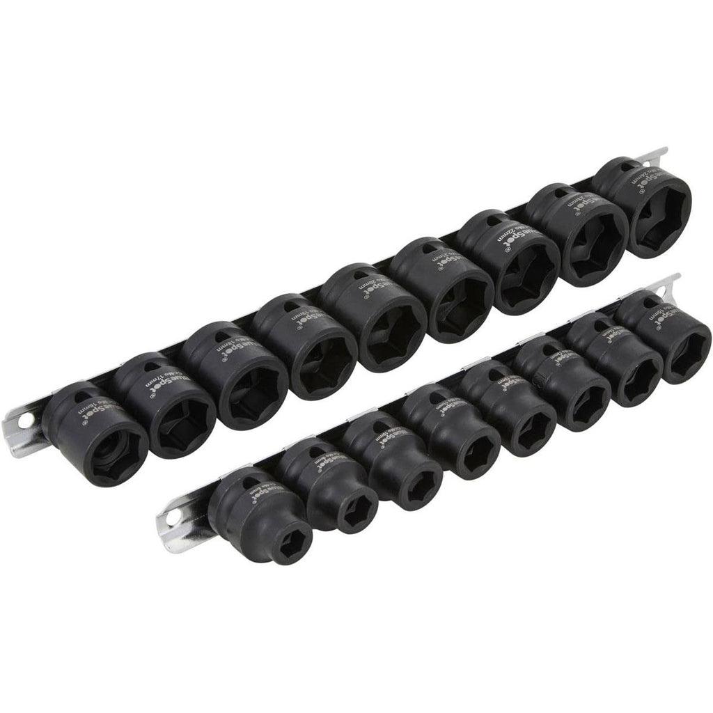Blue Spot Tools Metric 1/2 Inch Low Profile Impact Sockets 8-24mm 17 Piece