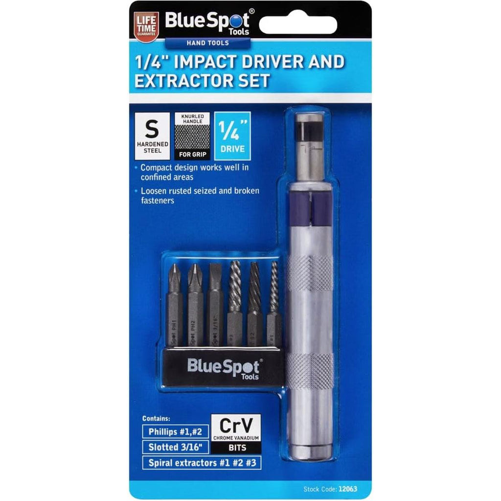 Blue Spot Tools 1/4 Inch Impact Driver And Extractor Set