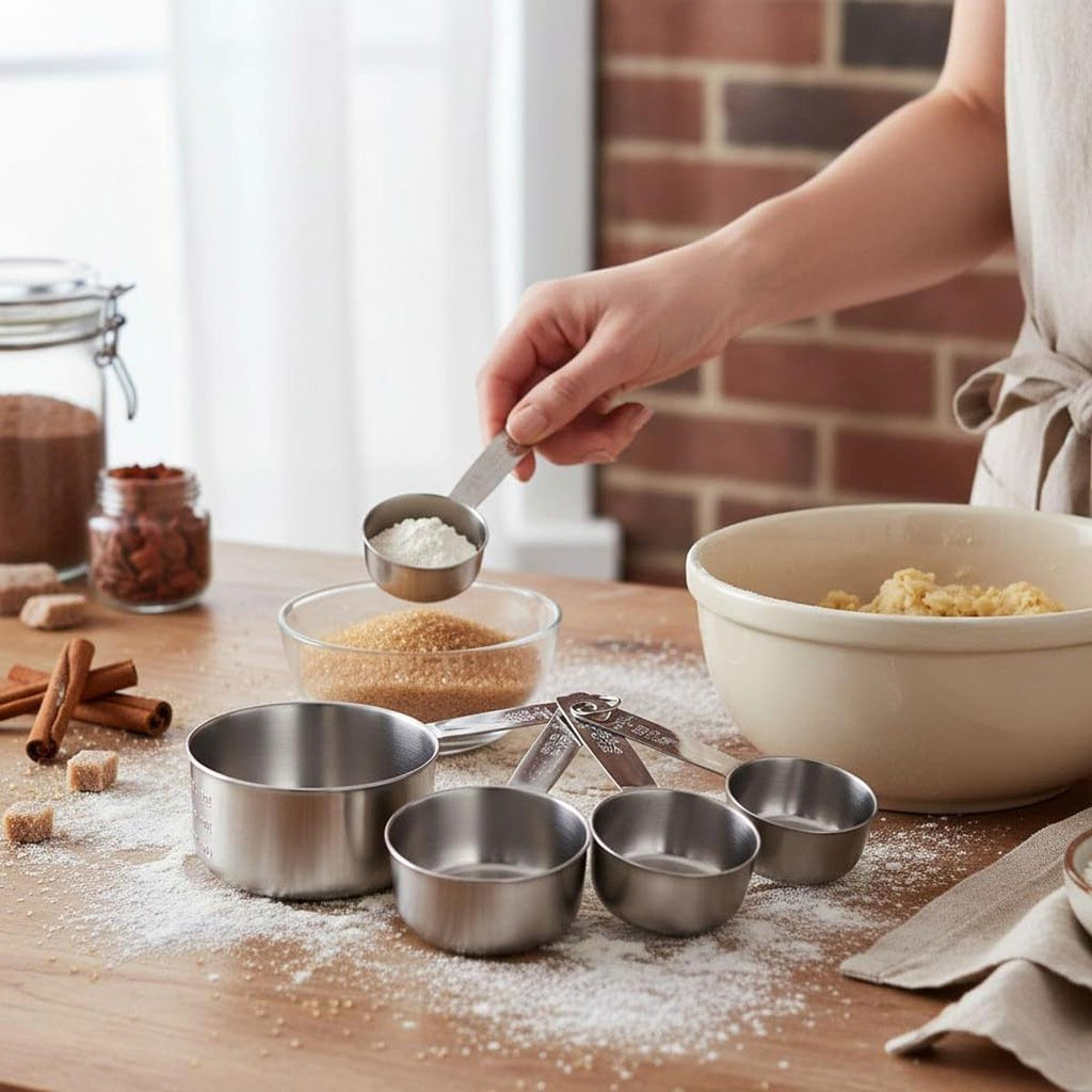 Dexam Faringdon Set of 4 Stainless Steel Measuring Cups 60 80 125 250ml Silver