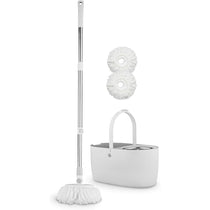 Swan Elevate Spin Mop And 5 Litre Bucket Set Stainless Steel Wringer White