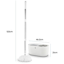 Swan Elevate Spin Mop And 5 Litre Bucket Set Stainless Steel Wringer White