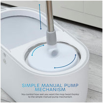 Swan Elevate Spin Mop And 5 Litre Bucket Set Stainless Steel Wringer White