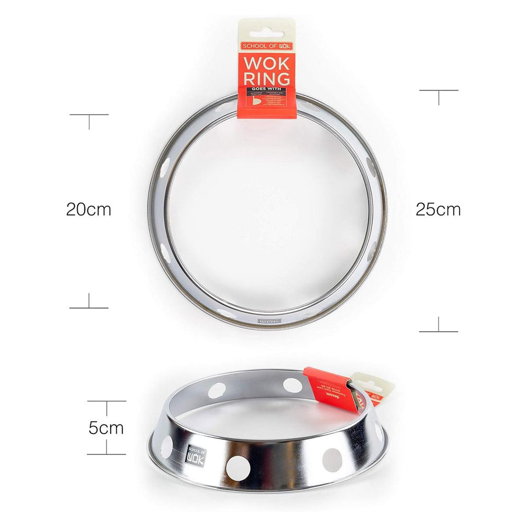 School of Wok 10'/25cm Stainless Steel Wok Ring Round Bottom Wok Silver