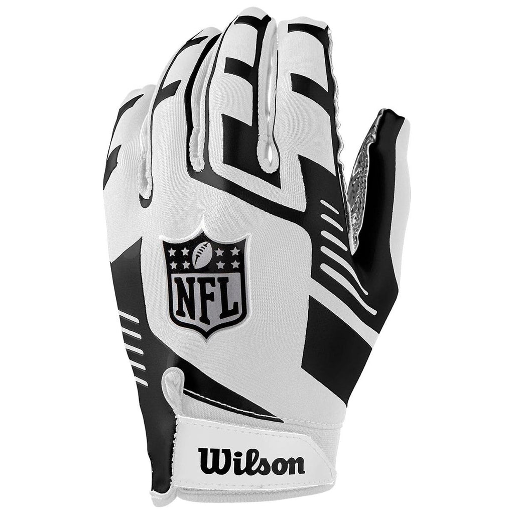Wilson NFL Stretch Fit American Football Receiver Gloves Adult OSFM White/Black