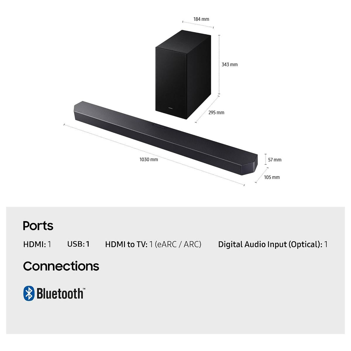 Samsung 3.1.2 Q-Series Wireless Sound Bar With Dolby Atmos 380W Black