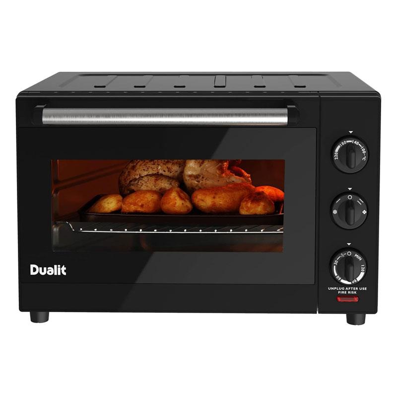 Dualit Electric Mini Oven 22 Litres Double Glazed Window Defrost Grill Roast & Bake Functions 1600W Black