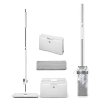 Swan Elevate Self-Wringing Flat Mop & Folding Bucket Set 2 Wringing Settings Microfibre Pad White
