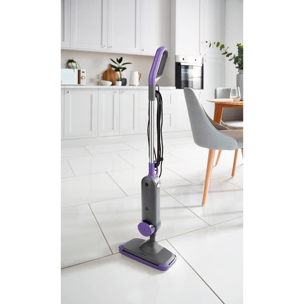Swan Dirtmaster Multifunctional Steam Mop 1300W 330ml Capacity Water Tank Purple And Grey