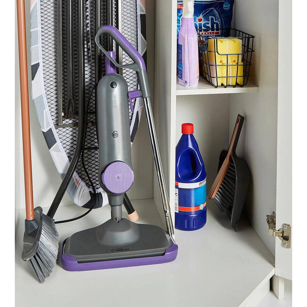Swan Dirtmaster Multifunctional Steam Mop 1300W 330ml Capacity Water Tank Purple And Grey