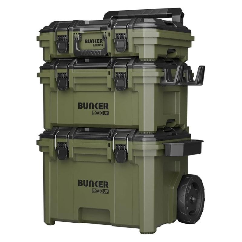 Bunker Load-Up Modular Tool Storage System 3 Tier Stackable Rolling Toolbox Set Organisers & Accessories 9 Piece
