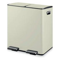 Tower Recycling Pedal Pin Two 20L Compartments Carbon Steel Body Two Inner Buckets 40 Litres Cream