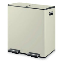 Tower Recycling Pedal Pin Two 20L Compartments Carbon Steel Body Two Inner Buckets 40 Litres Cream