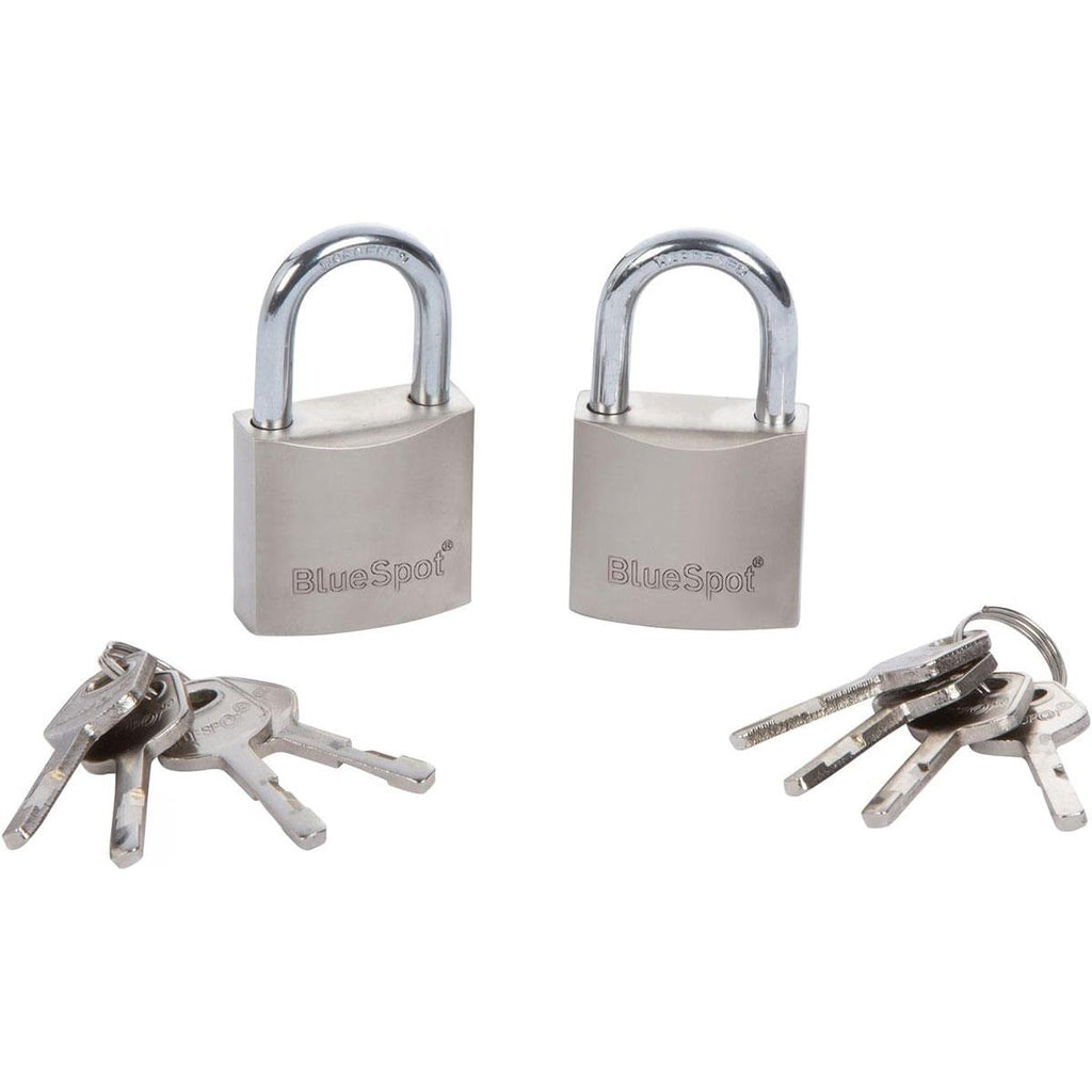 Blue Spot Tools 30mm Satin Finish Keyed Alike Padlocks With 2 x 4 Keys