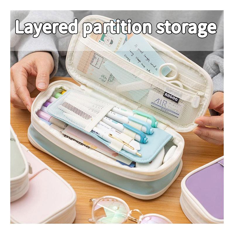 Kawaii Pencil Cases Large Capacity Pencil Bag Pouch Holder Box For Teen Students Girls - Sky Blue