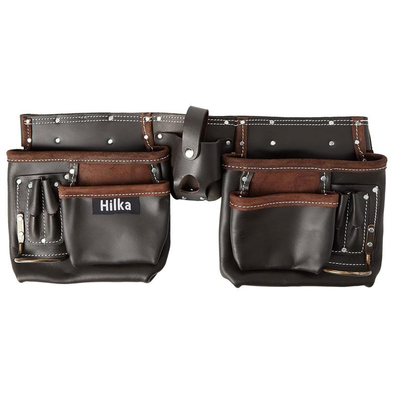 Hilka Heavy Duty Oil Tanned Leather Double Tool Belt Brown