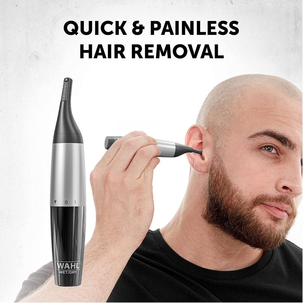 Wahl Precision Ear Nose And Eyebrow Trimmer Vertical Trimming Head Fully Washable 5 Trimming Lengths Silver