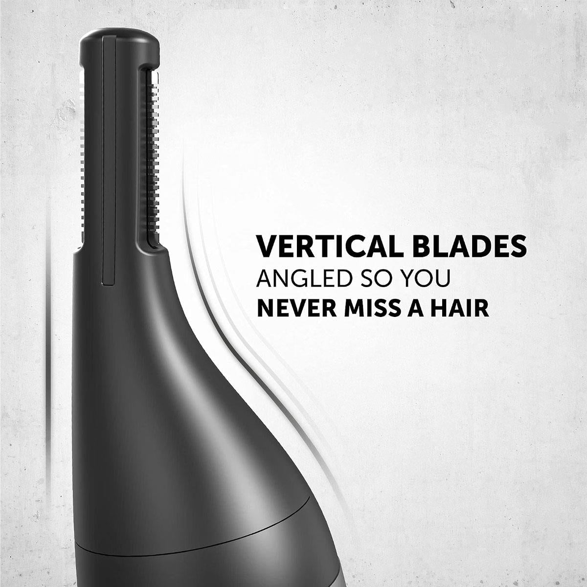Wahl Precision Ear Nose And Eyebrow Trimmer Vertical Trimming Head Fully Washable 5 Trimming Lengths Silver