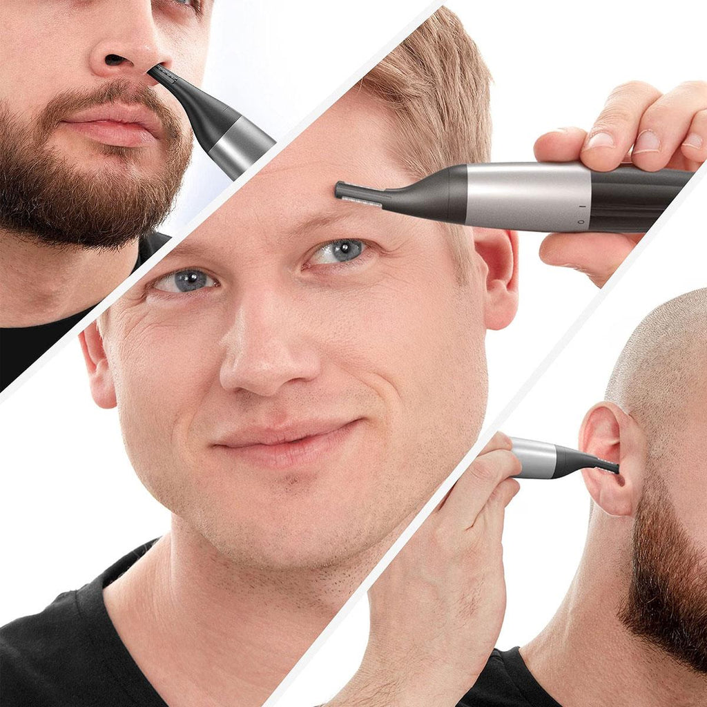 Wahl Precision Ear Nose And Eyebrow Trimmer Vertical Trimming Head Fully Washable 5 Trimming Lengths Silver