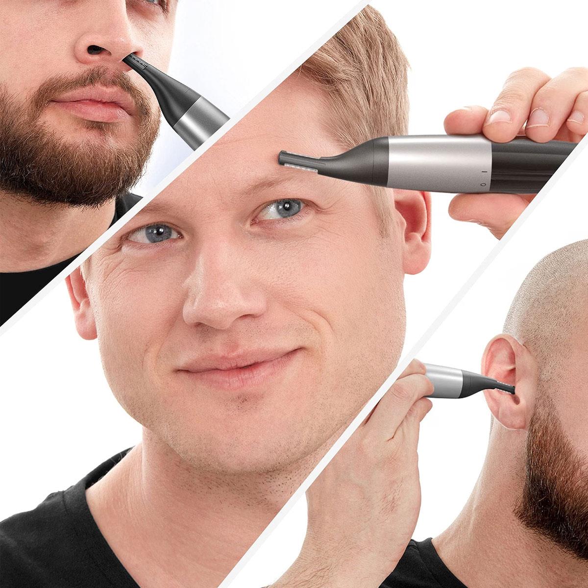 Wahl Precision Ear Nose And Eyebrow Trimmer Vertical Trimming Head Fully Washable 5 Trimming Lengths Silver
