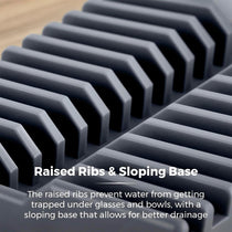 Tower Plastic Dish Drying Rack Removable Cutlery Holder Drainage Spout Sloping Base Grey