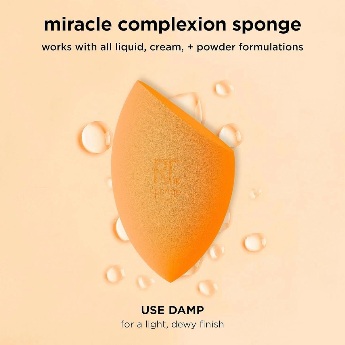 Real Techniques Miracle Complexion Sponge Makeup Blender + Travel Case Orange