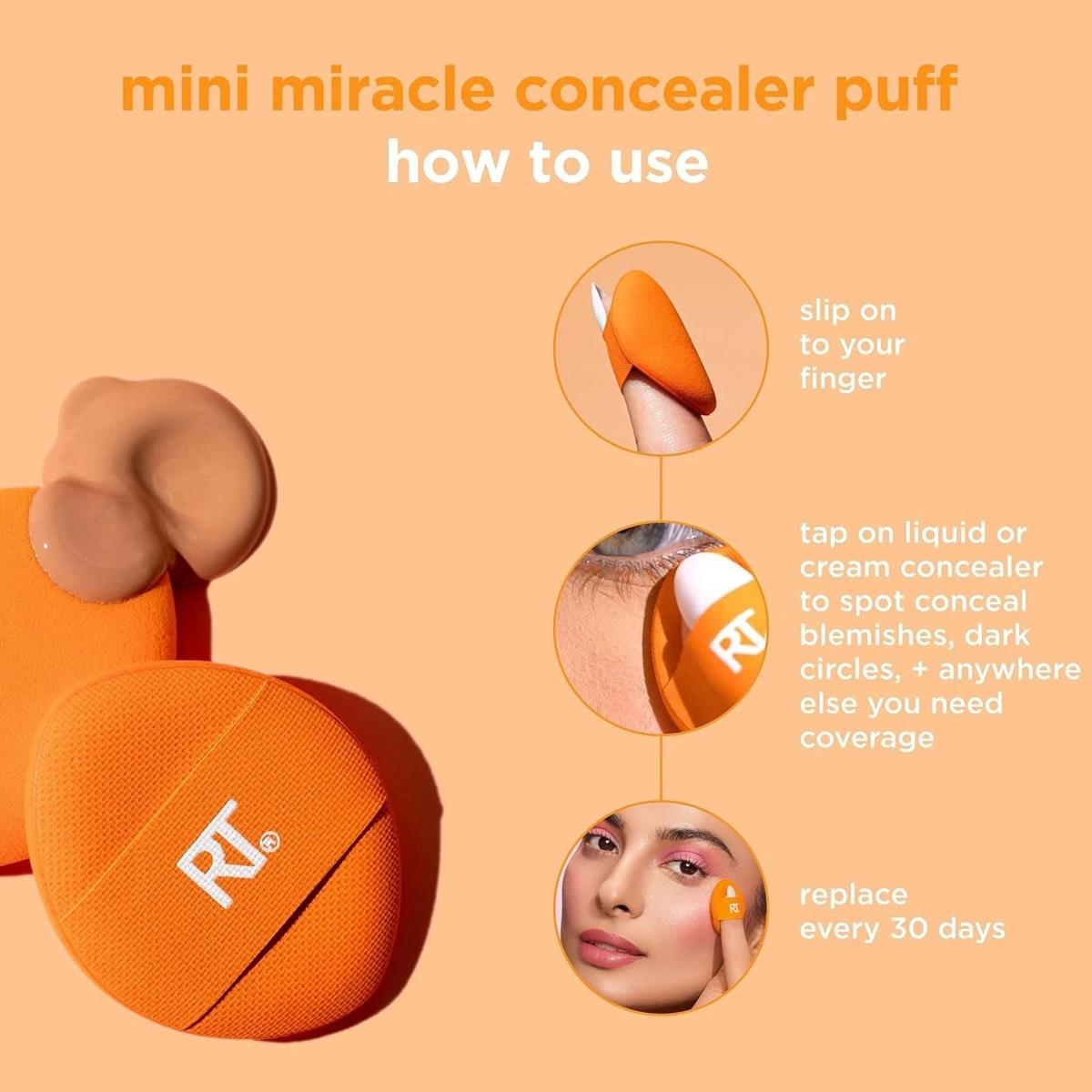 Real Techniques Mini Miracle Concealer Puff Trio Pack Orange