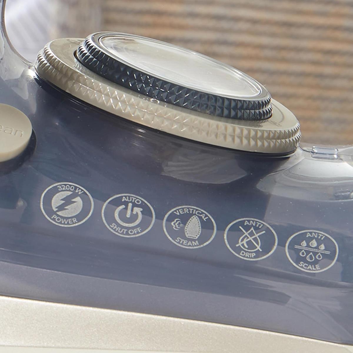 Beldray Powerlite Steam Iron 3200W Ceramic Soleplate Auto Shut-Off 320ml Water Tank Titanium