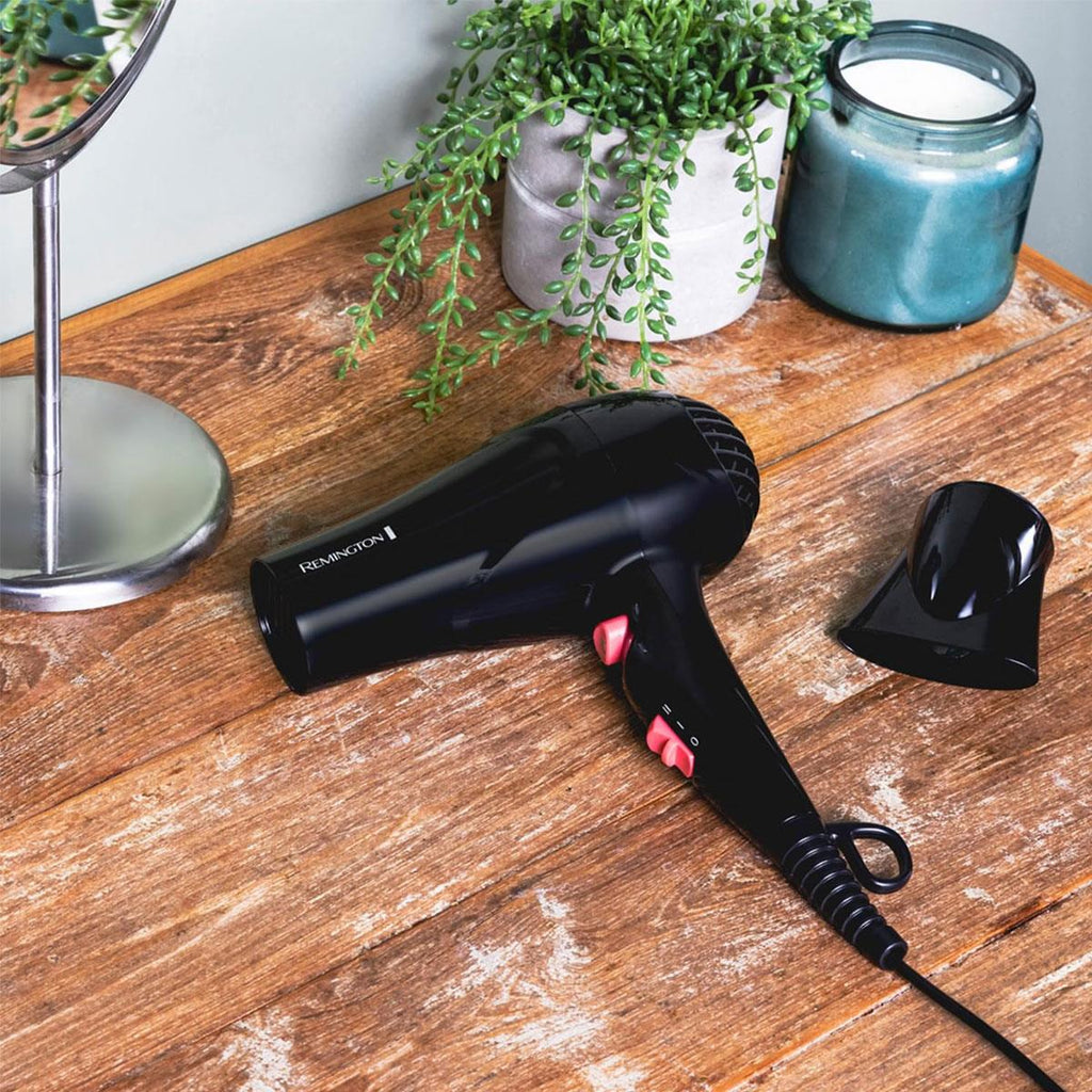 Remington My Stylist Hair Dryer Ionic & Ceramic Technology 2 Heat Settings 1900W Black/Pink