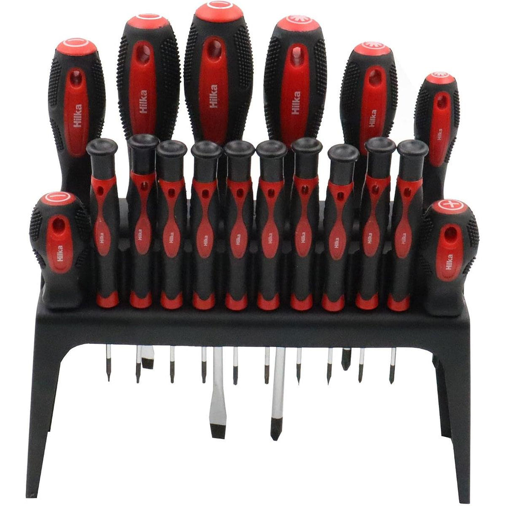Hilka Tools Screwdriver Set 18 Piece Alloy Steel Chrome Vanadium Steel Red And Black
