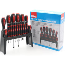 Hilka Tools Screwdriver Set 18 Piece Alloy Steel Chrome Vanadium Steel Red And Black