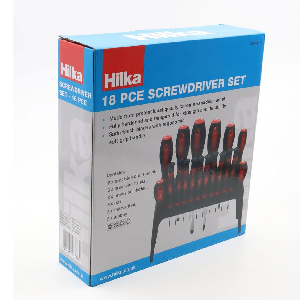 Hilka Tools Screwdriver Set 18 Piece Alloy Steel Chrome Vanadium Steel Red And Black