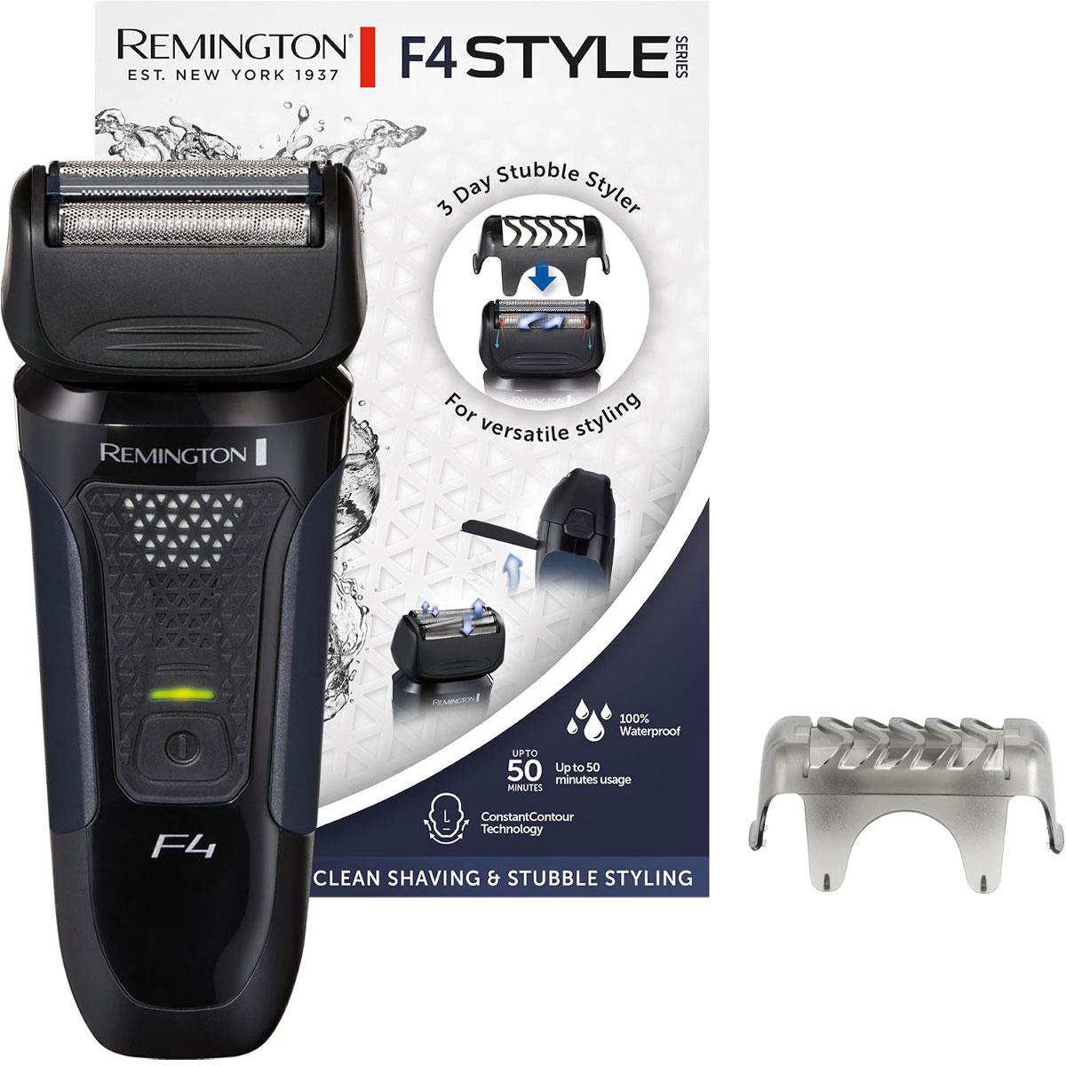 Remington F4 Men's Electric Shaver Cordless Wet & Dry Foil Shaver Flexible Cutting Pivoting Head Waterproof Black