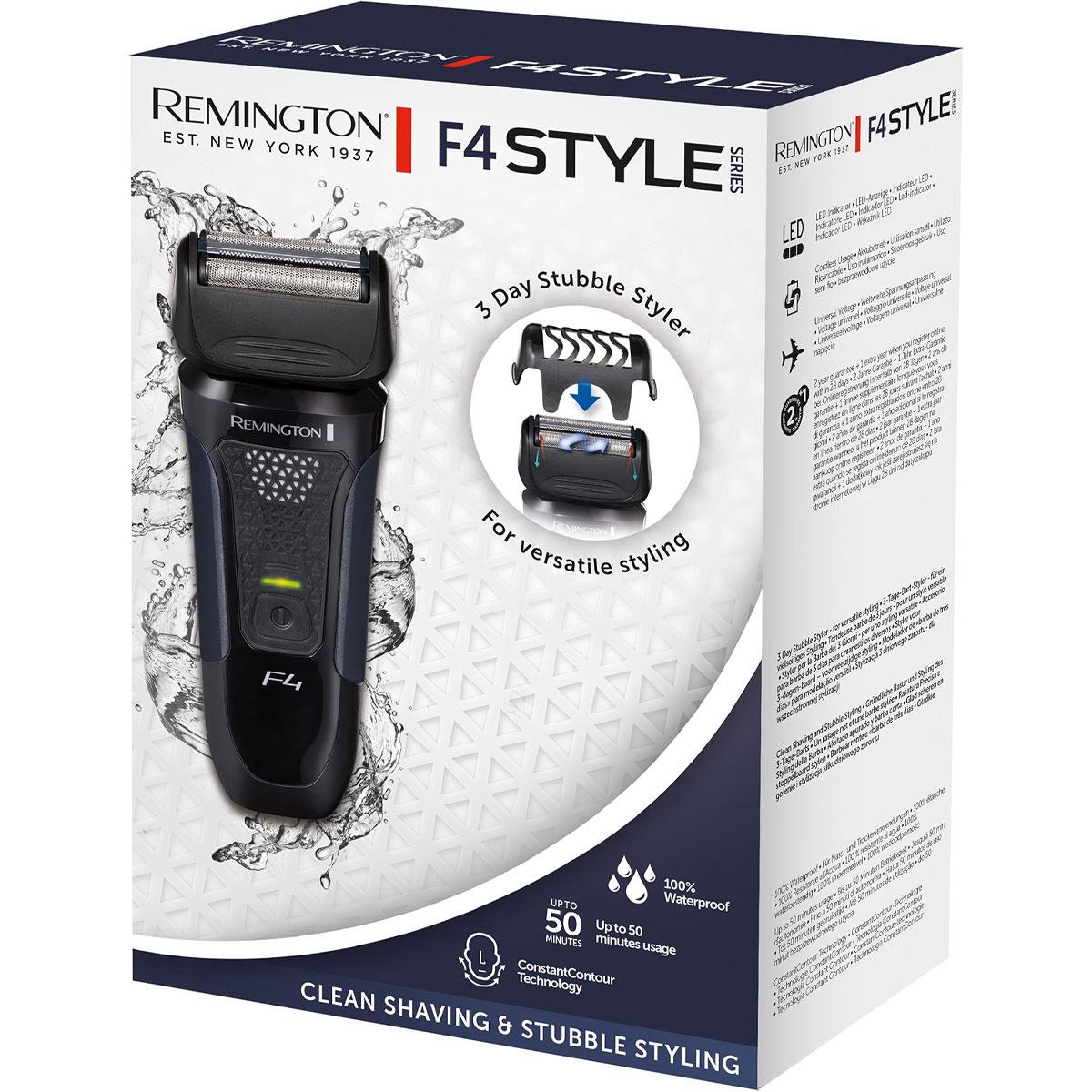Remington F4 Men's Electric Shaver Cordless Wet & Dry Foil Shaver Flexible Cutting Pivoting Head Waterproof Black
