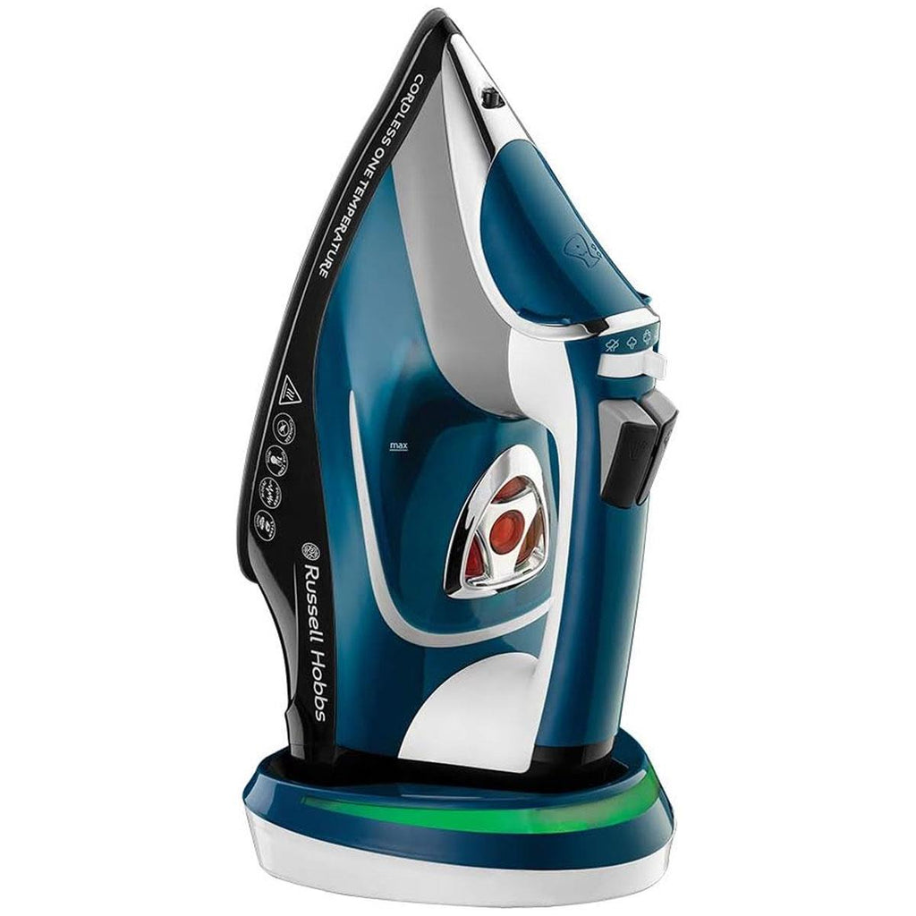 Russell Hobbs Cordless One Temperature Steam Iron Ceramic Soleplate 2600W 350ml Water Tank Blue/White